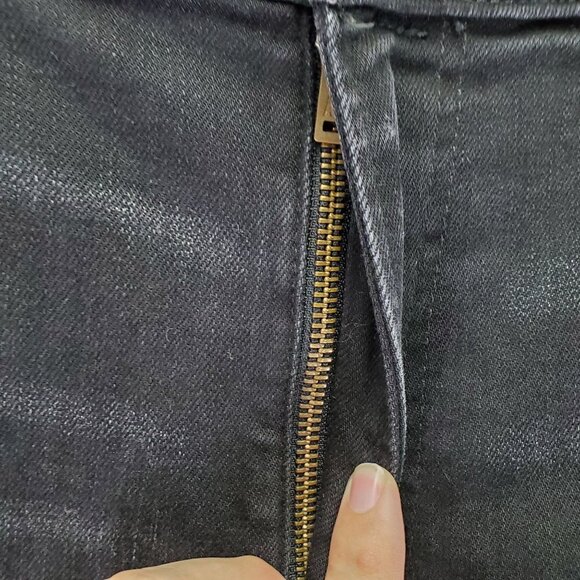 American Eagle Outfitters Jeans Mens 38x36 Black Stacked Skinny Distressed - Picture 11 of 14